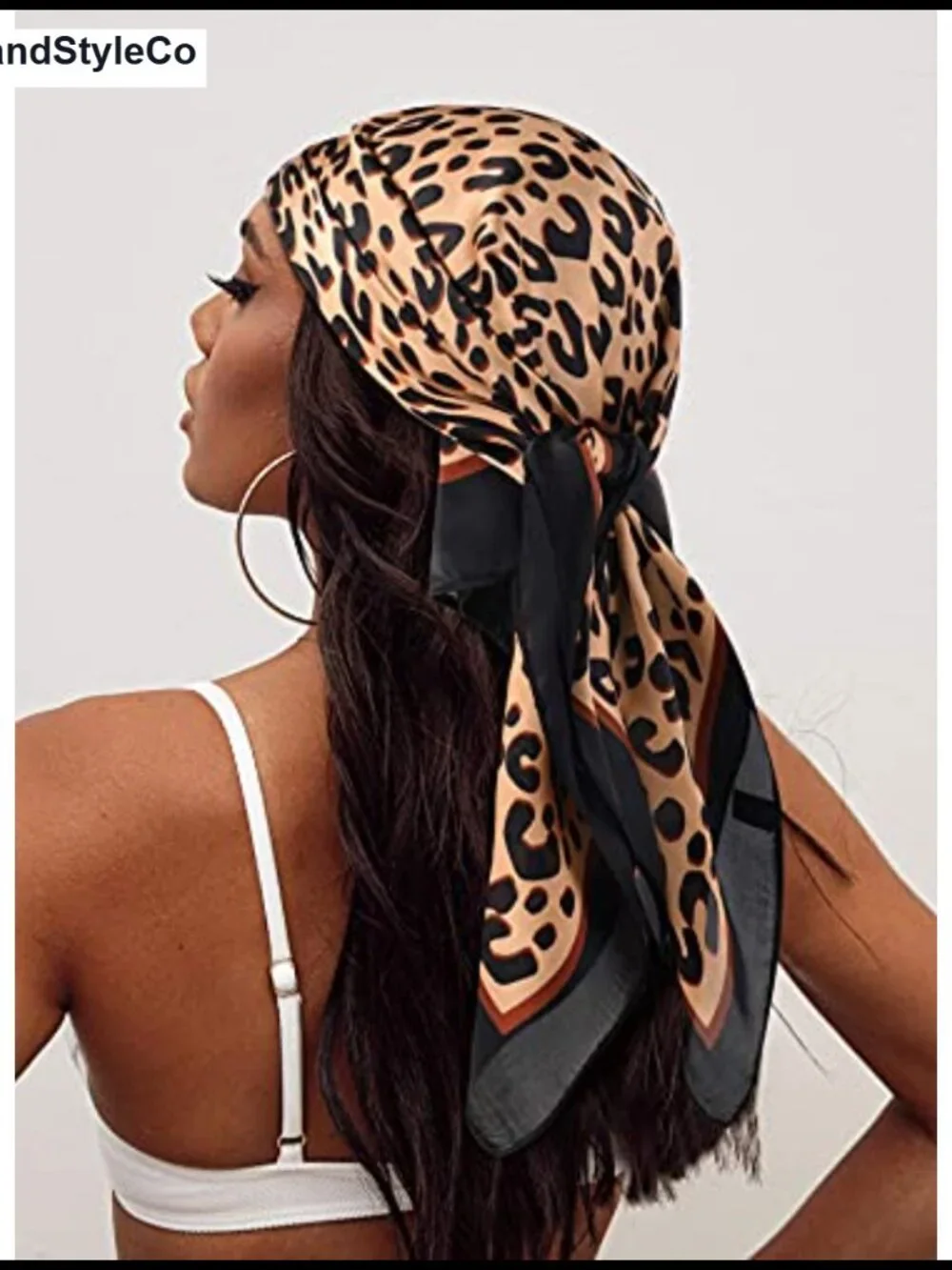 Silk Touch Leopard Print Square Scarf for Women Hair Neck Head